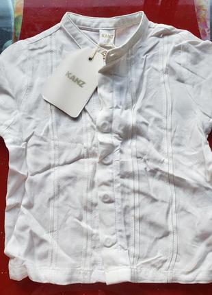 Kanz біла сорочка літня легка віскоза хлопчику 6-9 м 68-74 см нова