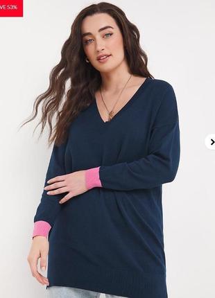 🎁1+1=3 базовий темно-синій м'який жіночий светр jd williams, розмір 44 - 46