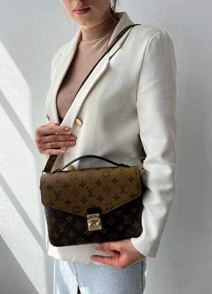 Сумка louis vuitton pochette metis shoulder bag brown leather monogram reverse coated