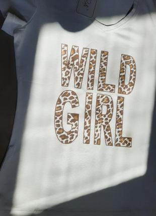 Стильна футболка с леопардовым принтом wild girl