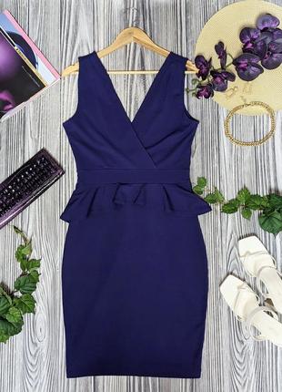 Фиолетовое трикотажное платье из вискозы с баской warehouse #3351