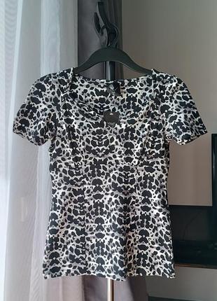 Хлопковая женская футболка с леопардовым принтом, новая, размер xs,s,m