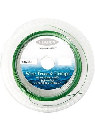 Повідцевий матеріал fladen wire trace & 10pc crimps 40kg (15-90140)