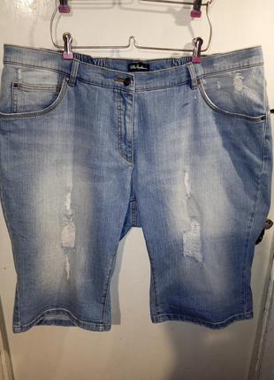 Стрейч-коттон,джинсовые шорты-бриджи с карманами,мега батал,ulla popken