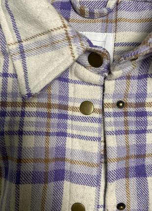 Теплая рубашка в клетку рубашка на кнопках лиловая рубашка