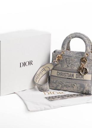 Сумка dior lady d-lite textile gray/blue