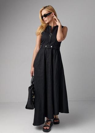 Коттоновое черное платье макси