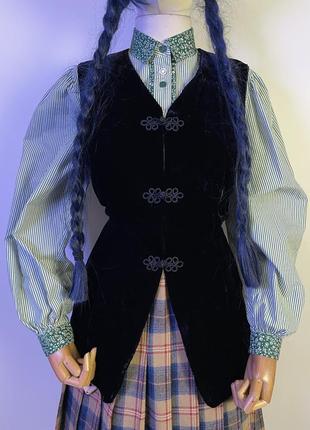 Большая британия винтажная бархатная жилетка жилет безрукавка кисточка готический стиль готическая одежда