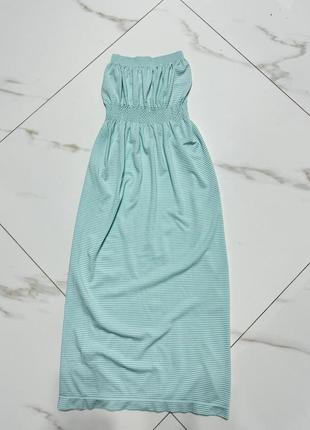 Сарафан в полоску бирюзовый yd на 7, 8, 9, 10 лет платье бирюзовое