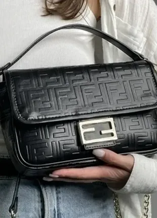 🔥 сумка в стиле fendi baguette black leather bag