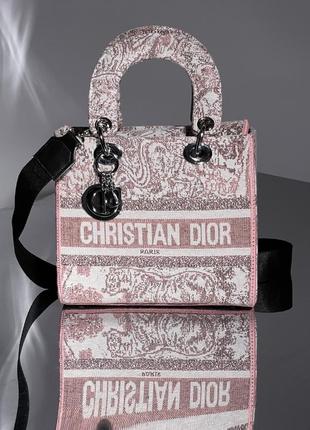 Стильна текстильна жіноча сумка christian dior lady d-lite невелика сумка dior