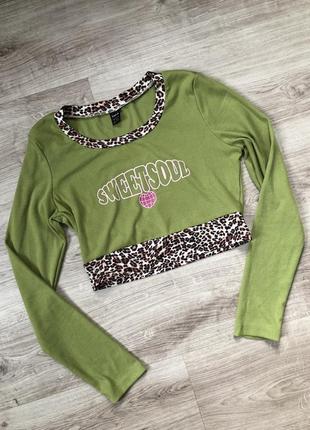Кофта свитер светер джемпер салатовый зеленый лонгслив худи водолазка гольф топ топик топік лео леопард тренд 2yk y2k 2000 блуза блузка футболка