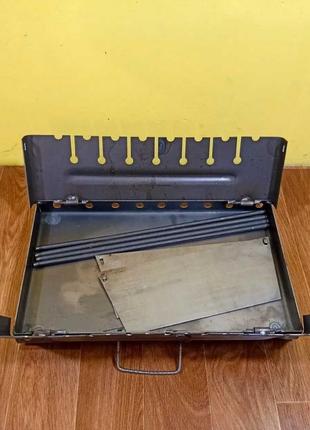 Мангал-чемодан складной на 8 шампуров →разборной →складной сталь 3 мм