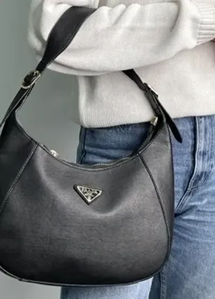 🔥 prada leather shoulder bag black