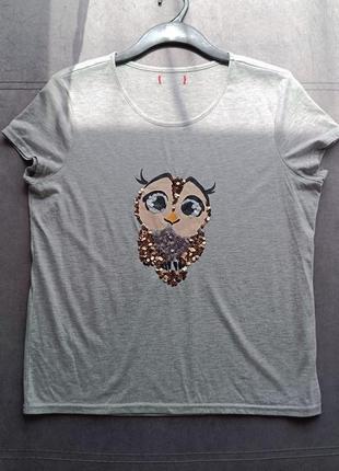 Бавовняна футболка жіноча, з принтом сови, розмір m,l,xl