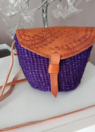 Плетена сумка сумочка із агави і шкіри шкіряна сумка / плетеная кожаная сумка