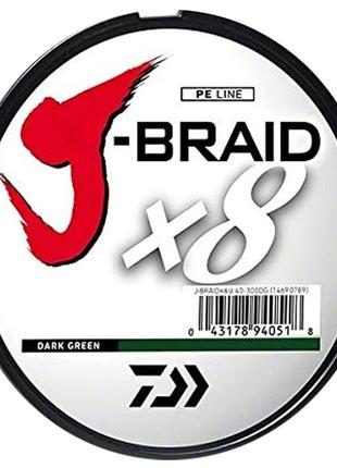 Шнур daiwa j-braid x8 0,10 mm 150 m dark green (12751-010) шнур для риболовлі шнур риболовецький