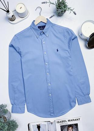 Мужская рубашка голубая ralph lauren