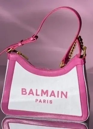 🔥 сумка в стилі balmain b-army canvas leather shoulder bag white pink