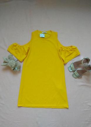Платье zara р 36 с 44 короткое прямое желтое