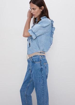 Zara джинсовый топ блуза с воланами3 фото