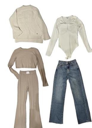 Капсула (джинсы, блуза, свитер, кожаные брюки, лонг, боди)