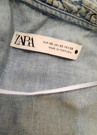 Zara джинсовый топ блуза с воланами10 фото