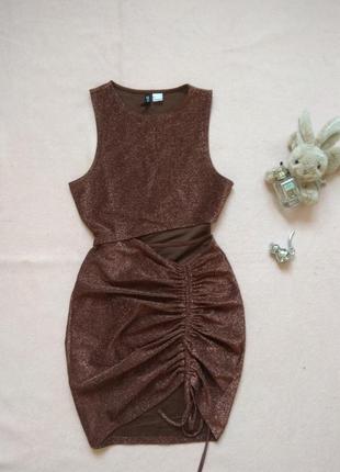Сукня близкуча коричнева коротка р 34 xs 42 36 с 44 h&m