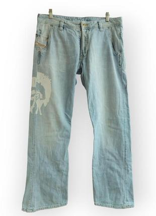 Vtg diese preetol jeans джинси світло блакитні чоловічі широкі y2k avant-garde з принтом логотипом