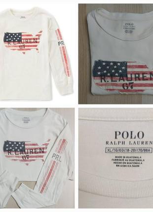 Polo ralph lauren футболка з довгим рукавом біла,лонгслів