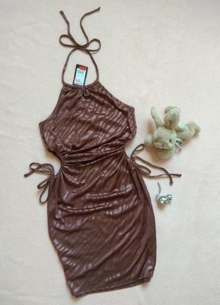 Сукня коричнева літня з вирізами р 38 46 м new look нова