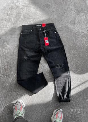 Черные потертые джинсы мужские оверсайз