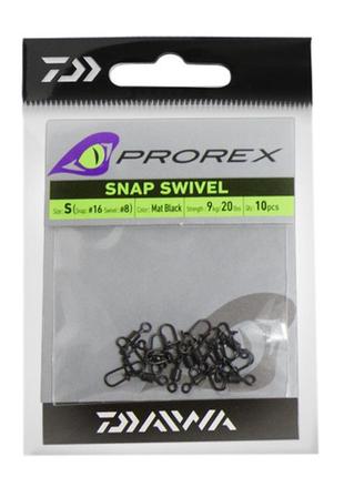 Вертлюжок з застібкою daiwa prorex snap swivel s 9kg 10pcs (15408-100)