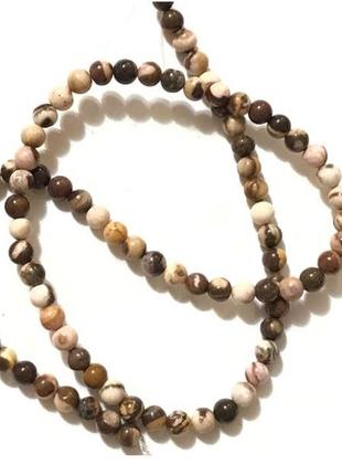 Бусины на нити натуральный камень яшма пейзажная гладкий шарик d=4мм