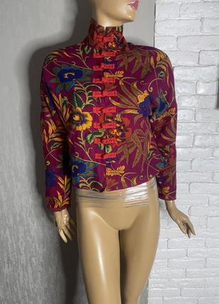 Оригинальный винтажный пиджак жакет в японском стиле цветочный принт винтаж