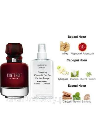 Givenchy l'interdit eau de parfum rouge 110 мл - духи для жінок (живанши руж парфюм) дуже стійка парфумерія