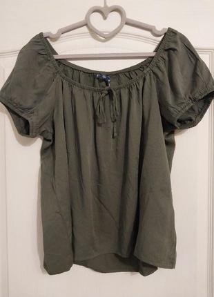 Блуза цвета хаки из вискозы funday, р. м, л на выбор (наш 48-52)