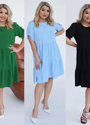 Жіноча вільна сукня и:50-52,54-56,58-60 жатка: чорна, зелена, блакитна