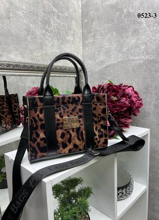 Женская стильная и качественная сумка из эко кожи коричневая с черным