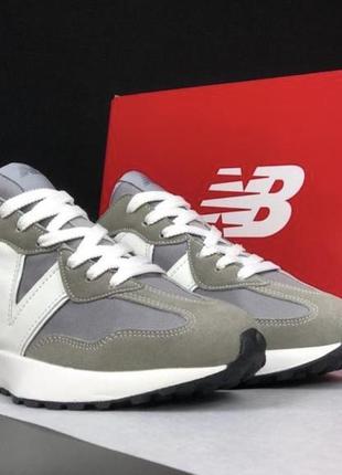 Жіночі кросівки new balance  327 grey white olive женские кроссовки нью беланс 327 серые оливковые с белым3 фото