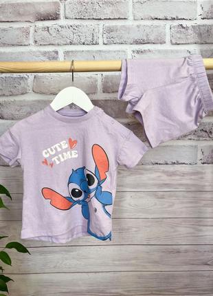 Комплект футболка и шорты kiabi 80-86 см disney stitch, пижама