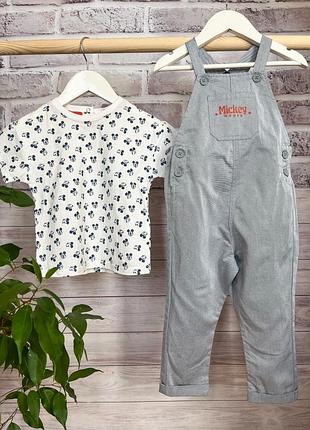 Комплект футболка та напівкомбінезон kiabi 86  см (18-24) disney. mickey mouse lenzing ecovero
