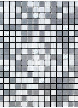 Самоклеюча алюмінієва плитка срібна мозаїка зі стразами 300х300х3мм sw-00001824 (d)