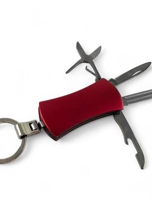 Нож-брелок маникюрный набор красный (4 в 1) (10х3х1,5 см)