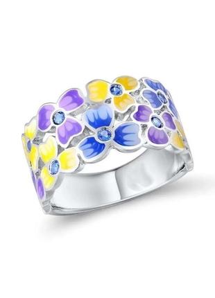 Роскошное цветочное кольцо цветное вставки камешки