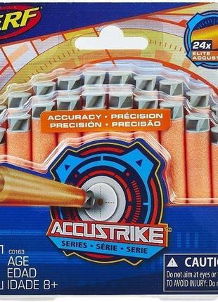 Оригінальні кулі нерф аккустрайк (24 штук) nerf darts 24 pack accustrike elite refill