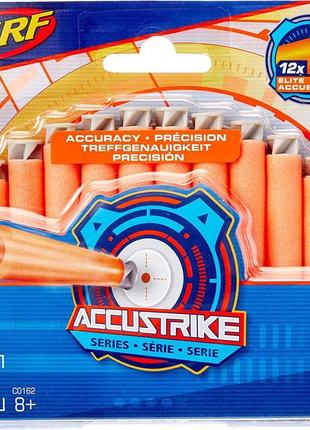 Оригинальные пули нерф аккустрайк (12 штук) nerf darts 12 pack accustrike elite refill
