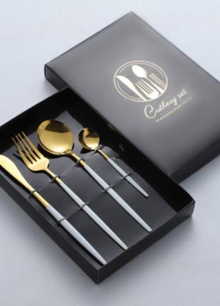 Набор столовых приборов cutlery set из нержавеющей стали на 1 персону 4 штуки столовый набор `ps`