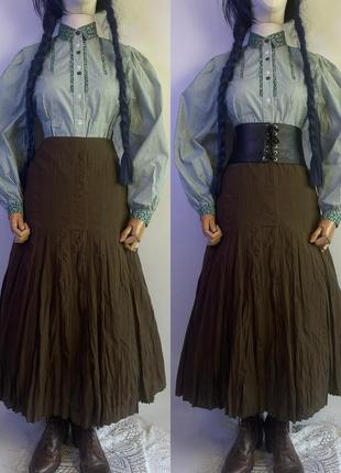 Винтажная длинная пышная юбка юбка макси жатка бохо этно стиль
