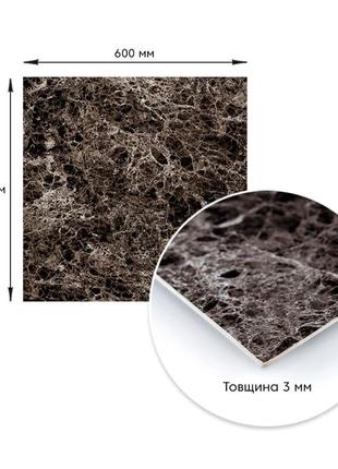 Декоративная пвх плита серый темно-серый мрамор 600*600*3mm (s) sw-00001628